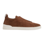 Zegna Suede Low-Top Sneakers – Light Brown Calf Suede/Leather