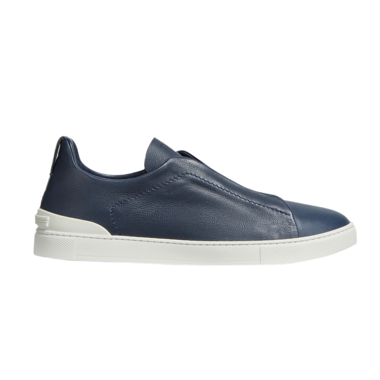 B33F5722-D2C2-4002-8767-5F181037CC93.png ZEGNA NAVY BLUE DEERSKIN TRIPLE STITCH™ SNEAKERS - Image 1