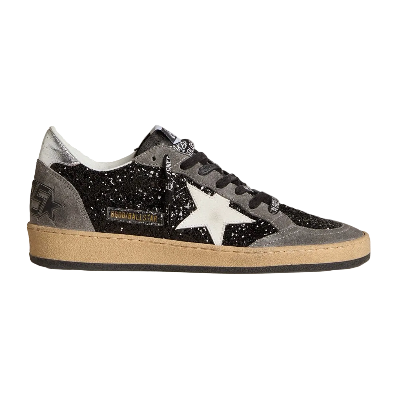 GoldenGooseBallStaringlitterwithleathersta.png Golden Goose Ball Star in glitter with leather star and metallic leather heel tab(Women's) - Image 1