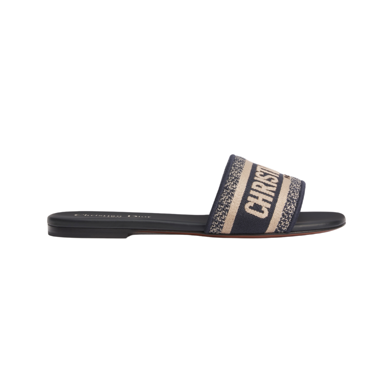 Dior Dway Slide 'Deep Blue Embroidered Cotton' (Women) Dior Dway Slide 'Deep Blue Embroidered Cotton' (Women) - Image 1