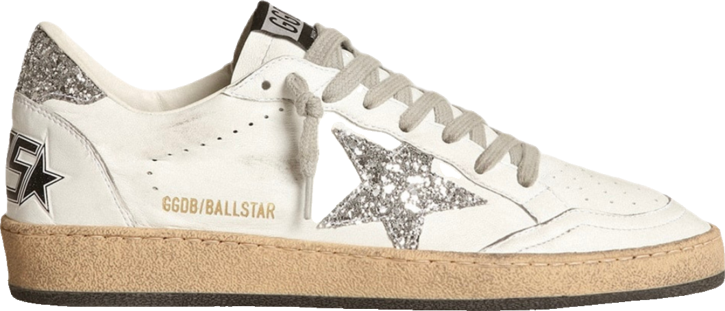 Golden Goose Ball-Star 'White Nappa Glitter Heel Tab' (Women)
